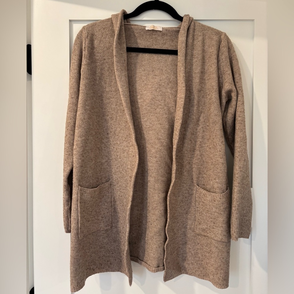YO YO Tan Women's Hooded Cardigan Sweater